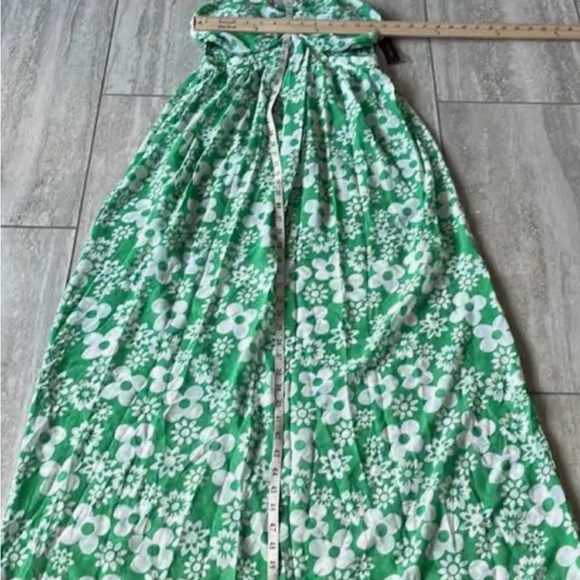 NWOT no boundaries juniors green white floral maxi dress halter tie cut out side - Picture 1 of 9